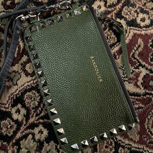 Bandolier Pyramid Stud Pebble Zipper Pouch with strap